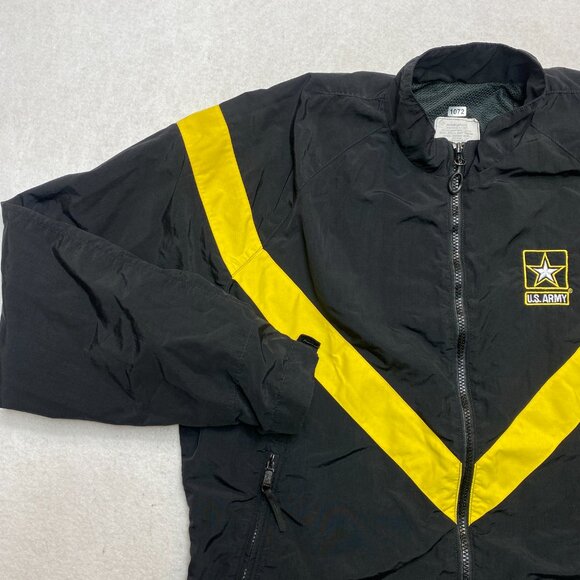 VINTAGE US Army Jacket Mens M Black/Yellow Full-Zip Track Uniform Nylon Active - Picture 5 of 10